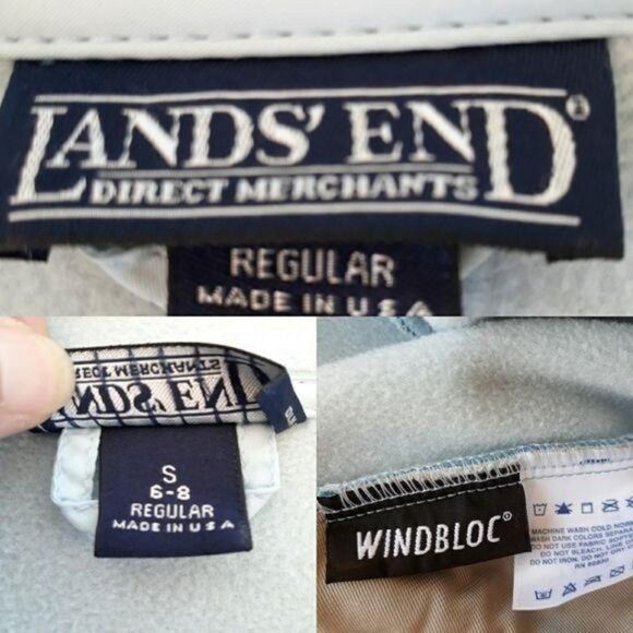 Vtg Lands' End Jacket Fleece Windblock Mock Neck Collar Cinched Waist Zip S - Picture 3 of 11